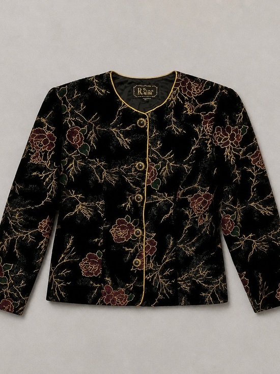 R&K Jackets & Blazers - R&K Evening Floral Embroidered Velvet Jacket